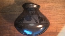 Santa Clara Pueblo 6" vaso nero Oaxaca Messico Barro nero ceramica artista Elida