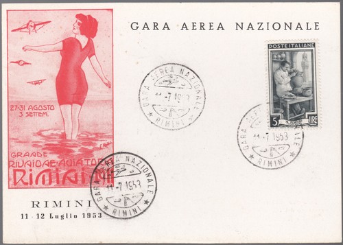 Cartolina circolo rimini - cartolina, 1953