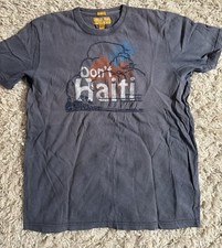 Abercrombie & Ditch Humor T Shirt Grande Uomo Navy "Don't Haiti" Rara Vintage