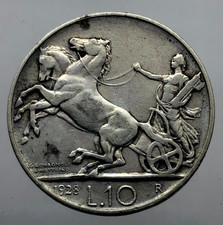 10 LIRE BIGA 1928 * Rosetta   PERIZIA NIP MB/BB  Vittorio Emanuele III