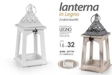 LANTERNA LEGNO ANTICATA PORTACANDELA LEGNO CASA EVENTI GIARDINO TEA LIGHT 32 cm