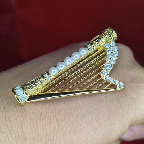 Spilla vintage avon arpa oro - spilla,