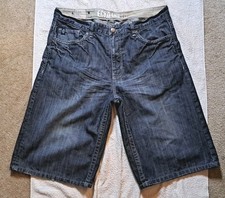 Pantaloncini Ecko Unltd uomo 38 blu denim jeans larghi Y2K streetwear hiphop relax jort