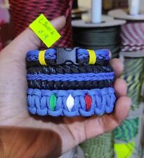 Tris Bracciali In Paracord Nero Azzurro Inter  19 Cm Fatti A Mano Outdoor L20014