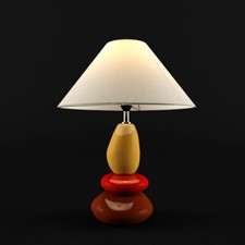 Lampada da tavolo abatjour in ceramica tessuto vintage rosso panna IDEAL LUX