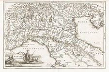 Liguria Piemonte Toscana Lombardia Italia Italy carta mappa Cellario 1700