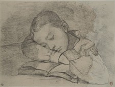 Gustave COURBET : Jeune fille endormie, Lithographie et pochoir