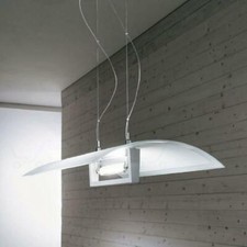 Sospensione Linea Light Wood Bianco 90191 - 40 x 55 cm Vetro Legno