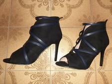 SCARPE DONNA SPUNTATE PARIGINE DECOLLETE APERTE NERE 39/40 