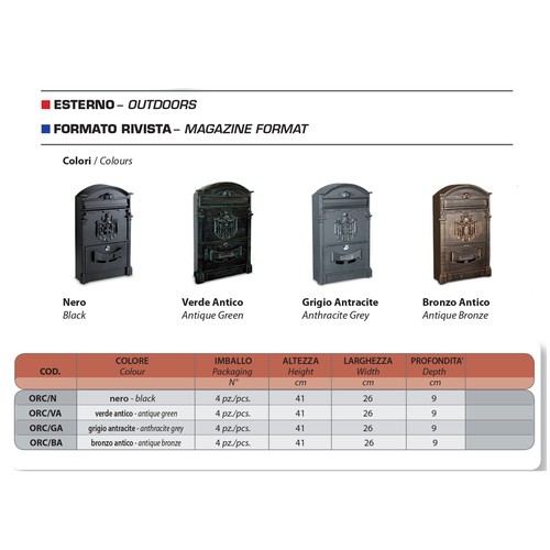 Cassetta postale 41x26x9 hxlxp - postale,