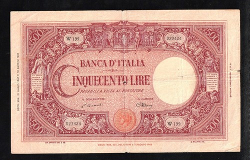 Italia 500 lire - italia,, 1943