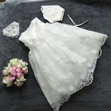 SET 3 pezzi abito da battesimo 3D + fascia + con cappuccio pizzo 62,68,74,80,86,92 nuovo 2021