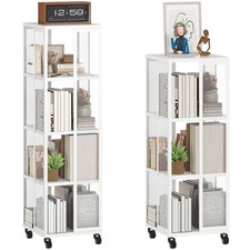 HOMCOM Libreria Moderna a 3/4 Ripiani in Metallo con Ruote, Bianco