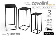 SET TRIS 3 TAVOLINI TAVOLO METALLO SALOTTO GIARDINO MODERNO CLASSICO h70-60-50cm