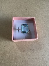 Anello Solitario Argento 925 E Acquamarina Sintetica Azzurra 3.5GR 17.5MM