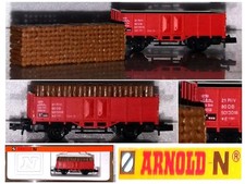 ARNOLD VINTAGE 4250 CARRO MERCI TRASPORTO TRONCHI-LEGNO A BORDO DB  BOX SCALA-N