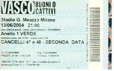 Biglietto concerto usato VASCO ROSSI - Milano 13/06/2004  - Used ticket stub