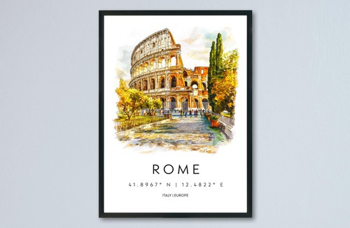 Poster acquerello roma italia - acquerello,