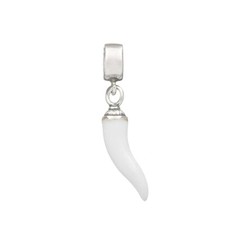 Charm Tedora “corno portafortuna” in argento 925 e smalto bianco