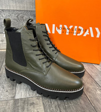 Stivali stringati John Lewis Paisleigh UK 6 pelle verde cachi classici grossi BN