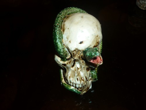 Teschio serpente fatto dipinto - teschio,