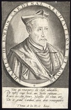 Stampa antica maestro-Charles de Bourbon-Cardinale de Rouen-Thomas de Leu-ca. 1600