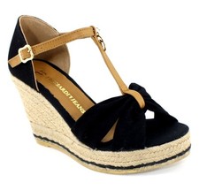 Zeppe donna Trussardi Jeans art. 79S062 zeppe nere in corda e tessuto OUTLET -85