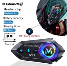 Interfono Moto Per Casco Auricolare Bluetooth 5.4 Chiamate Musica Impermeabile