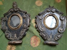 2 strepitose CARTAGLORIE/ reliquiari CORNICE in LEGNO laccato nero oro originali