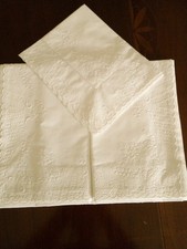 Lenzuolo 1 Posto In Percalle Di Puro Cotone ricamato a Mano  A Punto Smerlo 