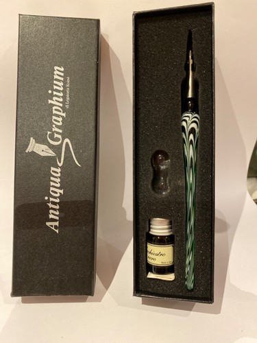 Penna vetro con calamaio - vetro,