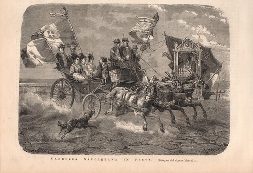 Stampa antica napoli carrozza - napoli,