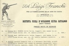 BRESCIA-FRANCHI-FUCILI DA CACCIA-LISTINO PUBBLICITARIO-DA COLLEZIONE-D'EPOCA