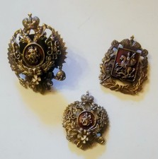 Lotto di 3 spille - stemmi russi, San Giorgio. 