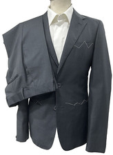 ABITO UOMO MADE IN ITALY GRIGIO SCURO SLIMFIT 48 LANA TASMANIA AUTUNNO INVERNO