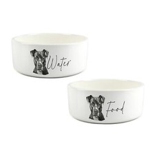 Staffy Pet Bowl Set - Staffordshire Bull Terrier cibo e acqua ciotole in ceramica regalo