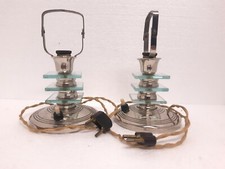 LAMPADE abatjours ART DECO piccola rara coppia metallo/vetro francesi anni 30/40