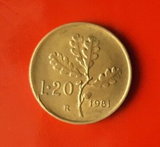 20 LIRE 1981 ERRORE - BORDO SU