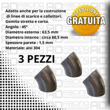 curva acciaio inox 45° 63 mm