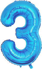 Foil Palloncini Numeri 3 Blu 40" (101Cm), Gonfiabili Elio O Aria, Gigant Numero 