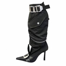 Stivali donna neri punk punta