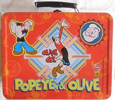 VINTAGE scatola di latta  CESTINO ASILO BRACCIO FERRO POPEYE & OLIVE KFS  1998