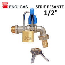 Rubinetto esterno per giardino 1/2 leva con lucchetto e portagomma Enolgas Eko