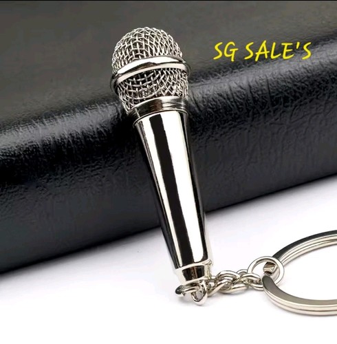 Microphone key ring silver - key,