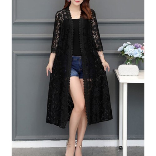 Cardigan midi pizzo con - midi, in