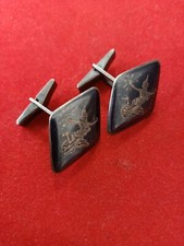 Gemelli in argento vintage con danzatrice orientale