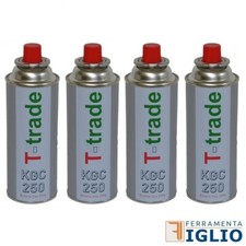 Bomboletta Cartuccia Gas Butano 4 PZ per Ricarica Fornello Cucina da Campeggio