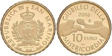 SAN MARINO 2016 GIUBILEO DELLA MISERICORDIA 10€ MONETA D'ORO PROOF
