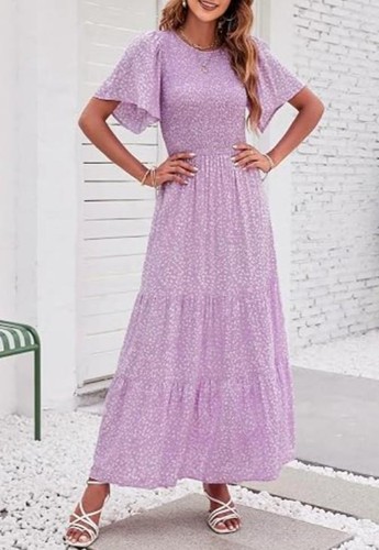 Maxi abito boho viola - , floreale