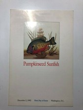 1992 USA Pumpkinseed Sunfish in Folder Booklet Libretto Persico Sole Fish  